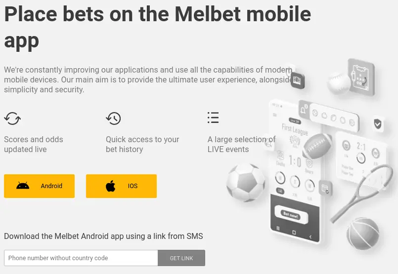 Застосування MELBET, сумісний з пристроями Android та iOS